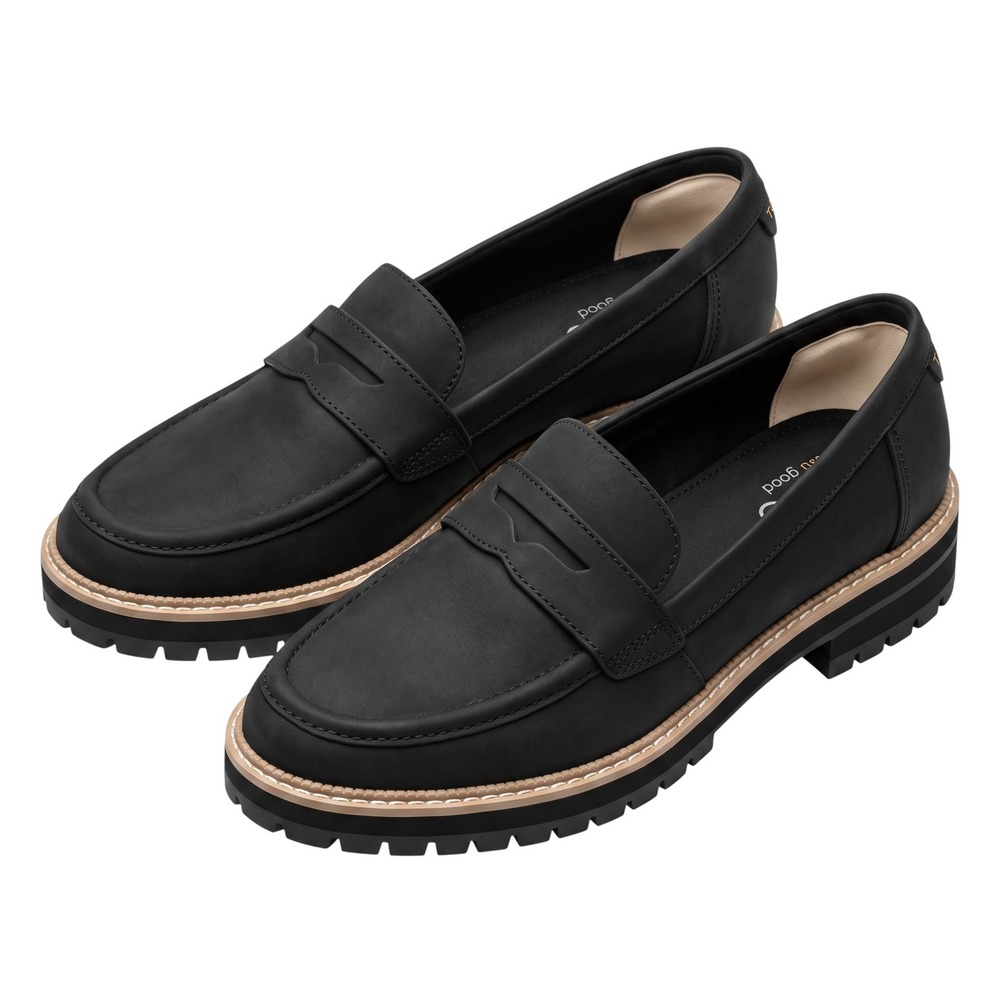 Toms Black Women's Lug-Sole Penny Loafers